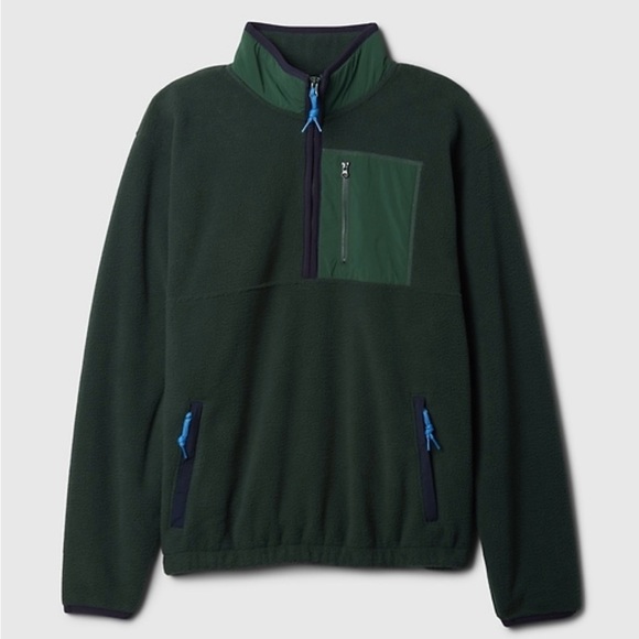 Gap Men’s Sherpa Half Zip Pullover Arctic Fleece. Size small. Green. NWT - Picture 3 of 11